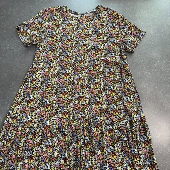 LOFT Black Multicolor Floral Short Sleeve Dress – Size Small - Picture 2 of 11